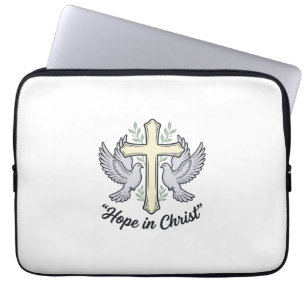 Capa Para Notebook Esperança em Cristo Pombo Cruz Design Cristão Vint