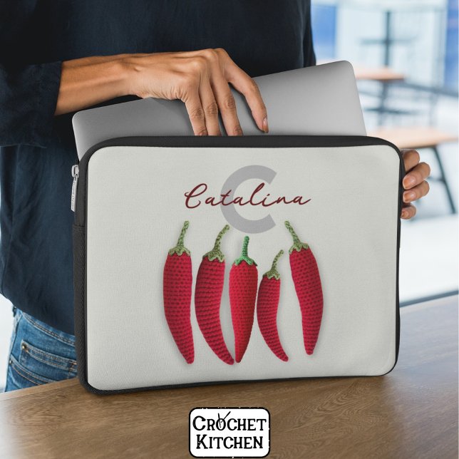 Capa Para Notebook Espicia Vermelho Moderno Mínimo Crochet Jalapeno N (Criador carregado)