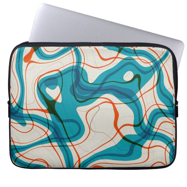 Capa Para Notebook Espirais Turquesa e Vermelho (Frente)