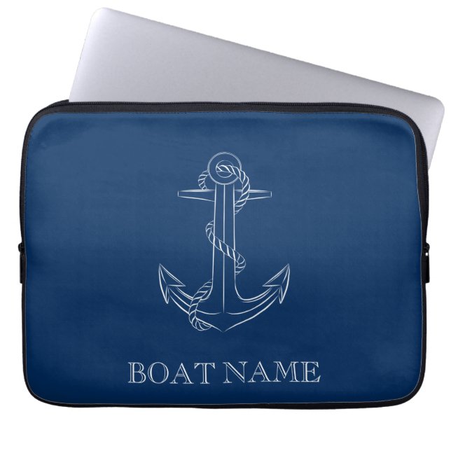 Capa Para Notebook Espírito Náutico Âncora Azul Marinho (Frente)