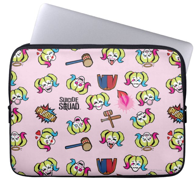 Capa Para Notebook Esquadrão Suicida | Harley Quinn Emoji Pattern (Frente)