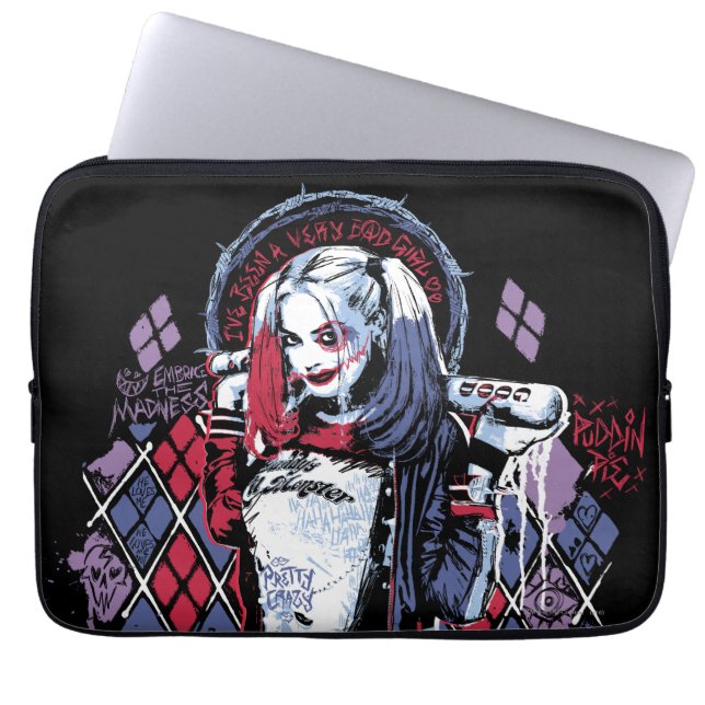 Capa Para Notebook Esquadrão Suicida | Harley Quinn Grafite Incluso (Frente)