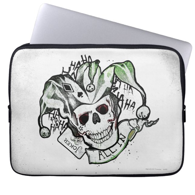 Capa Para Notebook Esquadrão Suicida | Joker Skull "All In" Tattoo Ar (Frente)