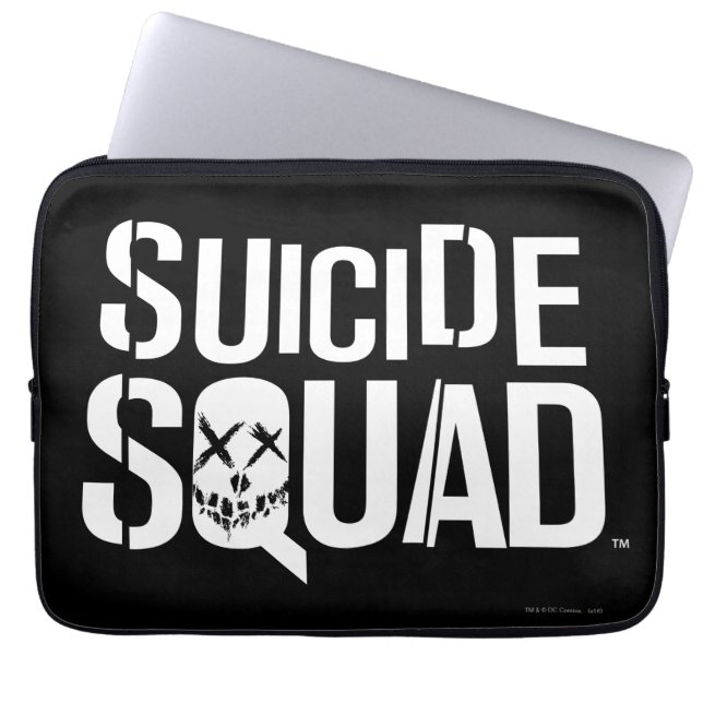 Capa Para Notebook Esquadrão Suicida | Logotipo branco (Frente)