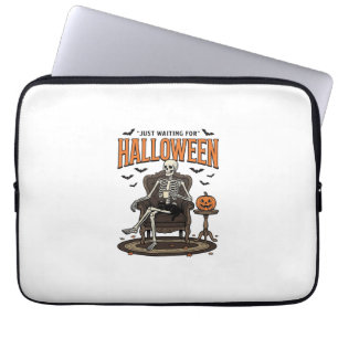 Capa Para Notebook Esqueleto de Halloween Só Esperando Divertido Vint