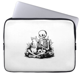 Capa Para Notebook Esqueleto Divertido Gato Caveira Gatinho Gato Fofo
