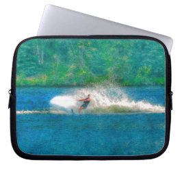 Capa Para Notebook Esquiador aquático e lago