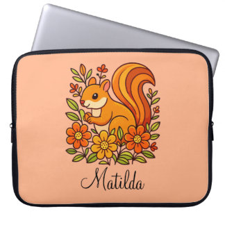Capa Para Notebook Esquilo e flores personalizados 
