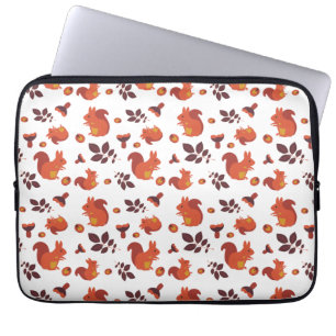 Capa Para Notebook Esquilo Florestal Fofo Padrão de Outono