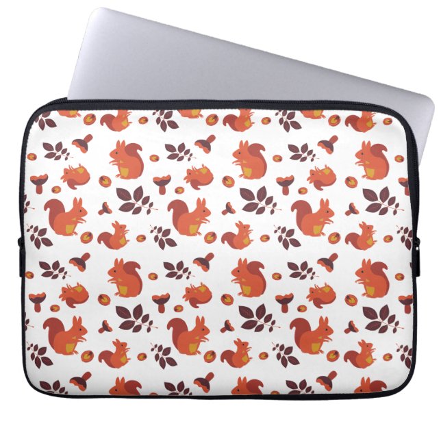 Capa Para Notebook Esquilo Florestal Fofo Padrão de Outono (Frente)