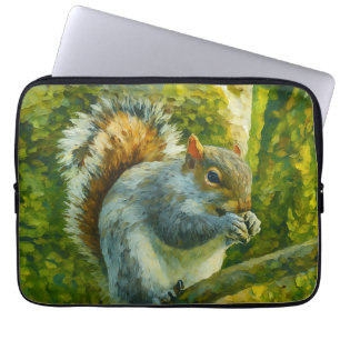 Capa Para Notebook Esquilo Impressionista na Folhagem Florestal
