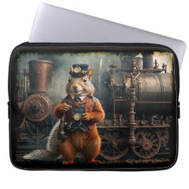Capa Para Notebook Esquilo Steampunk e Comboio