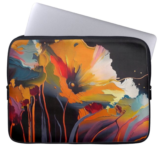 Capa Para Notebook Essência do Jardim – Expressão Floral Abstrata (Frente)