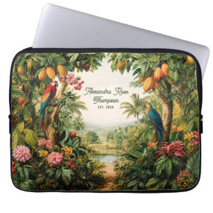 Capa Para Notebook Est. Nome Aquarela Flor Papagaios Cacau Tropical