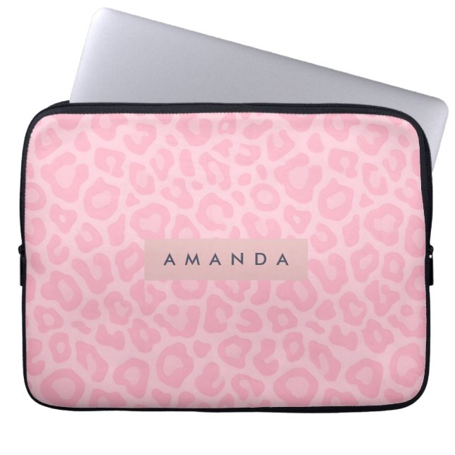 Capa Para Notebook Estampa de leopardo rosa suave personalizada (Frente)