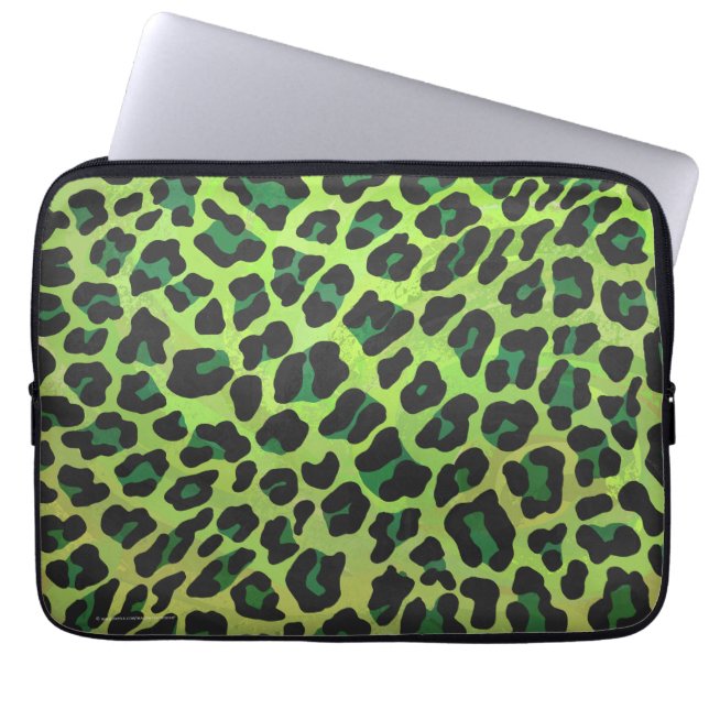 Capa Para Notebook Estampa Preta e Verde de Leopardo (Frente)