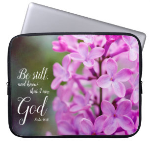Capa Para Notebook Estar Psalm 46:10 Flores Lilases Roxas
