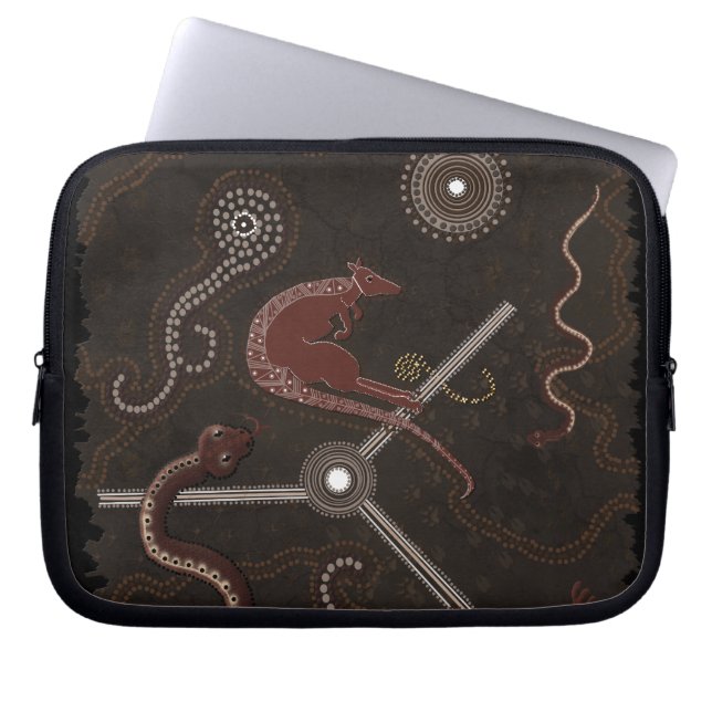 Capa Para Notebook Estilo aborígene australiano Kangaroo & Lizards (Frente)