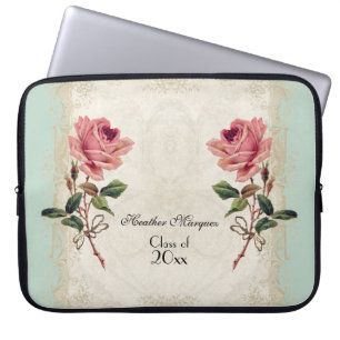 Capa Para Notebook Estilo Barroco Vintage Rosa Mint n Cream Lace