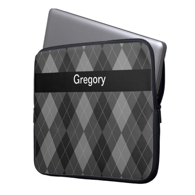 Capa Para Notebook Estilo de Argyle da caixa do laptop do monograma (Frente Esquerda)