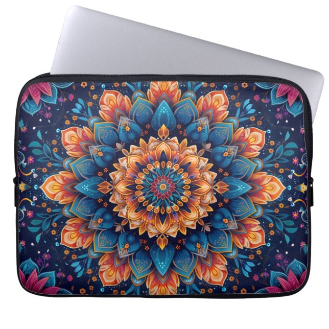 Capa Para Notebook Estilo de Arte Digital de Flor de Mandala-23907. (Frente)