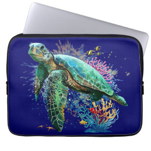 Capa Para Notebook Estilo de cor da água submarina da tartaruga marin