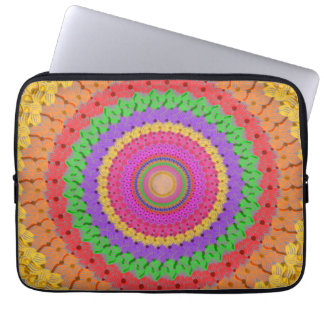 Capa Para Notebook Estilo de crochê amarelo de Mandala -