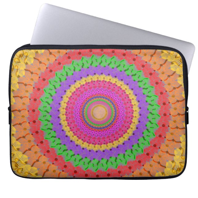 Capa Para Notebook Estilo de crochê amarelo de Mandala - (Frente)