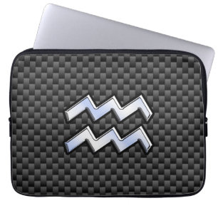 Capa Para Notebook Estilo de Fibra Carbono de Sinal Zodiac Aquário