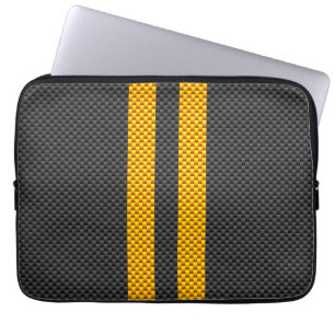 Capa Para Notebook Estilo de Fibra de Carbono de Estirpes Amarelas es