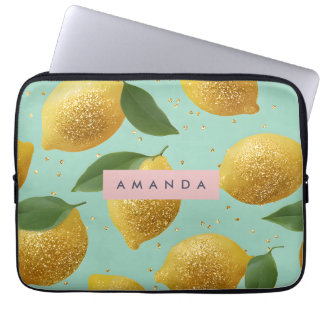 Capa Para Notebook Estilo de Limão com Purpurina Personalizado Pastel