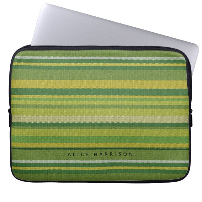 Capa Para Notebook Estilo de tecido mexicano verde stripes (Frente)