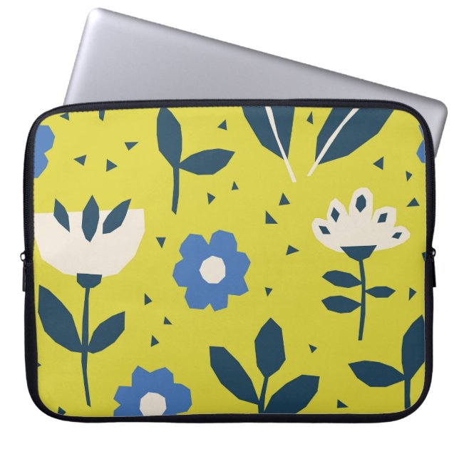 Capa Para Notebook Estilo escandinavo, padrão floral uniforme. (Frente)