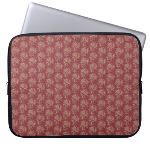 Capa Para Notebook Estilo étnico Miniimpressão Beige Floral em Maroon