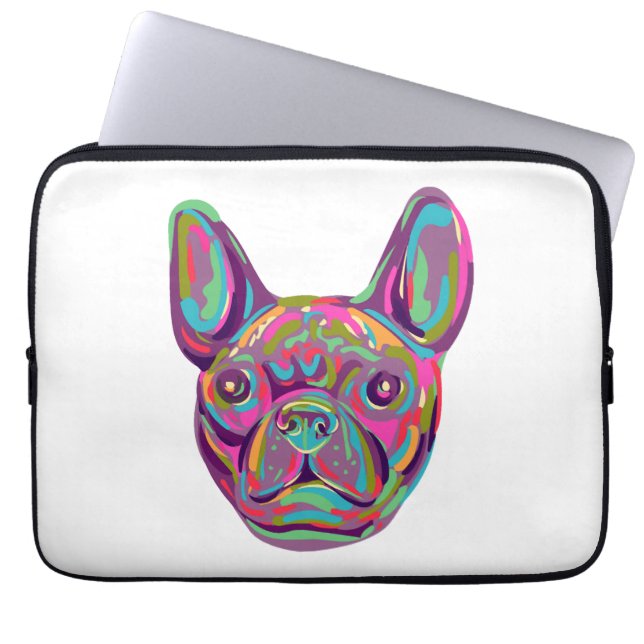Capa Para Notebook Estilo francês Bulldog Frenchie head Pop art (Frente)