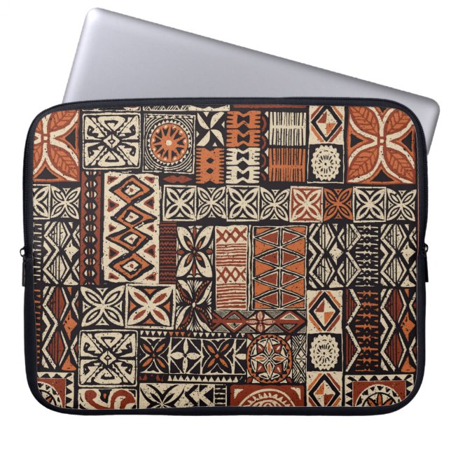 Capa Para Notebook estilo havaiano tapa tecido abstrato patchwo triba (Frente)