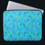 Capa Para Notebook Estilo Memphis 1980s Amarelo Azul Claro Cor-de-Ros<br><div class="desc">Saia com essa bolsa de laptop do estilo Memphis dos anos 80 debaixo do seu braço! Este design apresenta cinzas,  triângulos,  diamantes e círculos azuis,  cor-de-rosa-quente,  pretos e amarelos.</div>