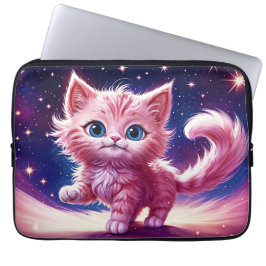 Capa Para Notebook Estilo moderno do felino rosa de animais cósmicos