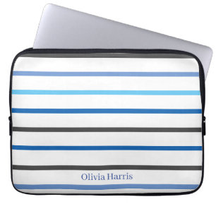 Capa Para Notebook Estilo Moderno Listras Azuis Personalizado