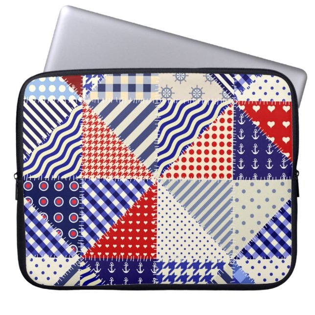 Capa Para Notebook Estilo Náutico Triângulo com Patchwork Retroativa (Frente)