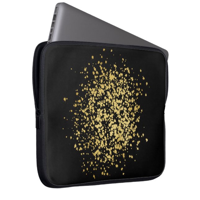 Capa Para Notebook Estilo Premium Preto Dourado Tech (Frente Esquerda)