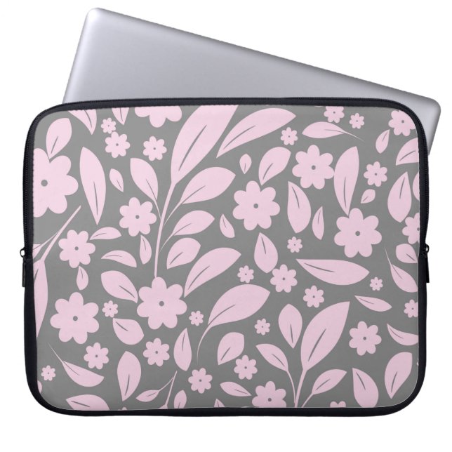 Capa Para Notebook Estilos de vindima sem costura com flores rosa e f (Frente)