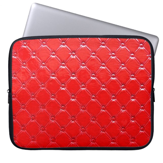 Capa Para Notebook Estofo de couro vermelho genuíno. (Frente)