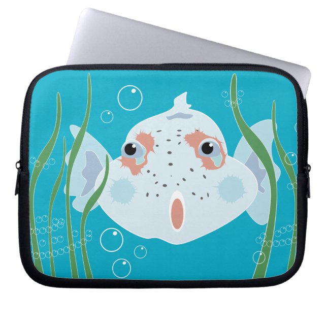 Capa Para Notebook Estojo de Eletrônicos Funny Fish (Frente)