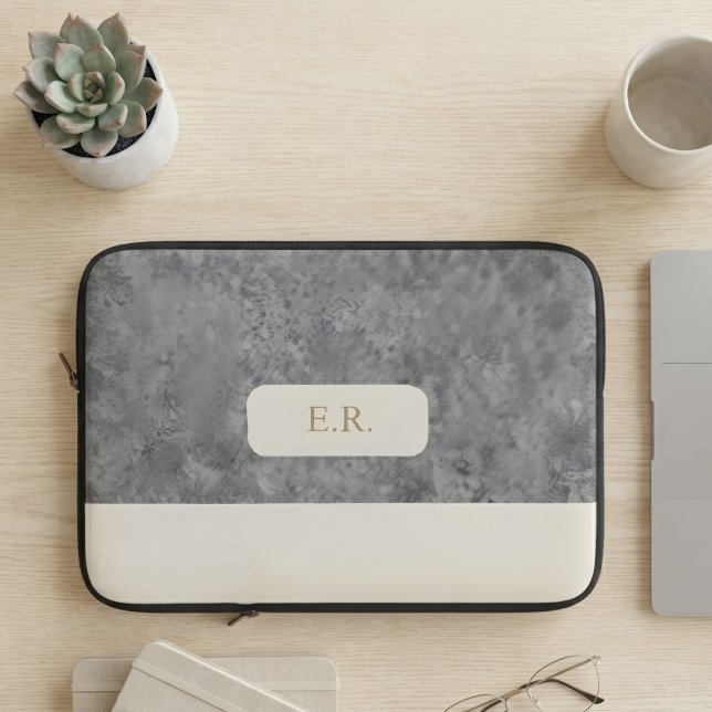 Capa Para Notebook Estojo de Laptop com Efeito de Feltro Cinza Modern (Criador carregado)