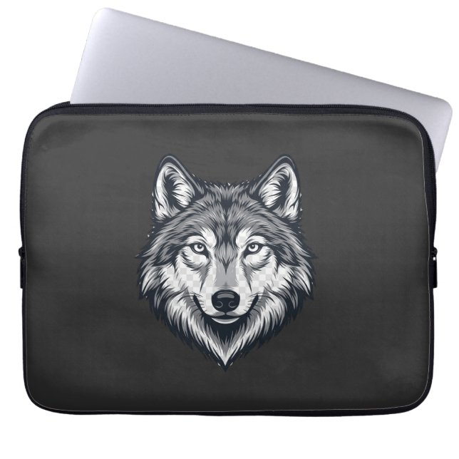Capa Para Notebook Estojo de Laptop com Gráfico de Cabeça de Lobo Sol (Frente)