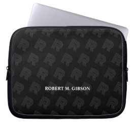 Capa Para Notebook Estojo de Laptop com padrão Inicial Preto para Qua