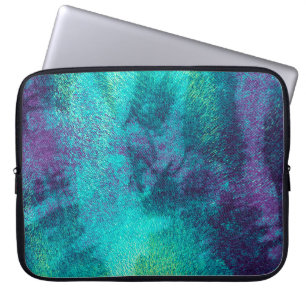 Capa Para Notebook Estojo de Laptop Moderno Abstrato em Verde Azul e 