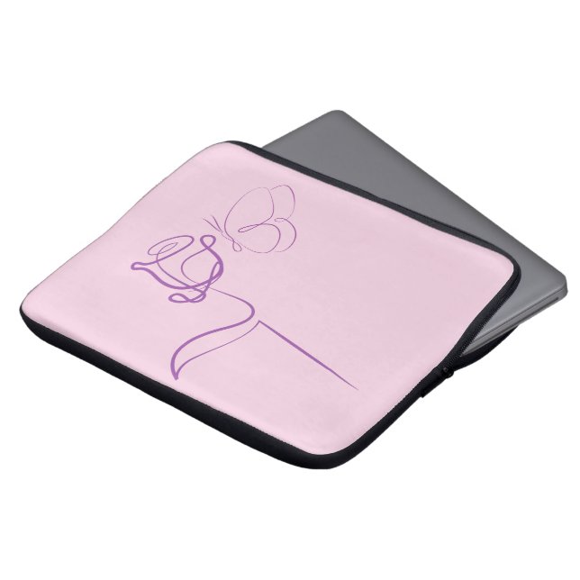 Capa Para Notebook Estojo de Laptop Rosa Minimalista (Frente Topo)