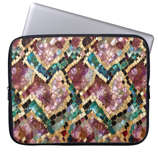 Capa Para Notebook Estojo Luxuoso para Laptop com Mármore de Pele de  (Frente)
